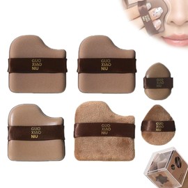 6 PCS Guoxiaoniu Chocolate Color Quick Makeup Foundation Puff Set,2025 New Makeup Foundation Sponge,Mini Powder Finger Puff Fluffy Square Triangle Latex Sponge Applicator for Liquid Cream Powde(1 box)