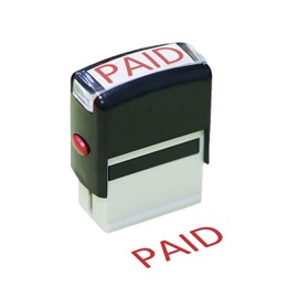 Onperpoe Paid Stamp Self Inking Rubber Stamp Refillable Red Ink Preinstalled 11x 35mm Bold Text Pre Inked Business Office Stamp Work Document Paid Notice Message Card Stamps Self Stationery Kit(Black)