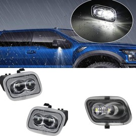 White LED Side Mirror Puddle Lights Compatible with Fo rd 2015-2021 F-150 2017-2021 F-250 F-350 F-450 Super Duty Pickup Truck