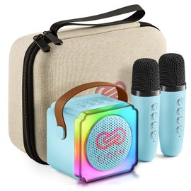 LIOEM Mini Karaoke Machine for Kids | Kids Karaoke Machine for Girls and Boys w/ 2 Wireless Bluetooth Microphones | Clear-Sound Mini Kareoke and Speaker | Speaker and Microphone Set for Children