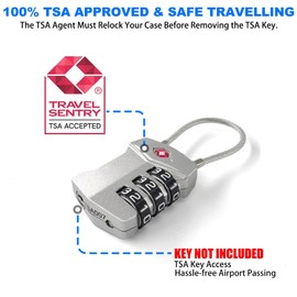 2 Pack TSA Approved Travel Luggage Locks, Cable Combination Lock, 3 Digit Padlock, Alloy Steel Cut-Resistant Cable, Weatherproof Zipper Lock for Gun/Suitcases, Backpacks, Gym Lockers, Golf Bags-NO KEY