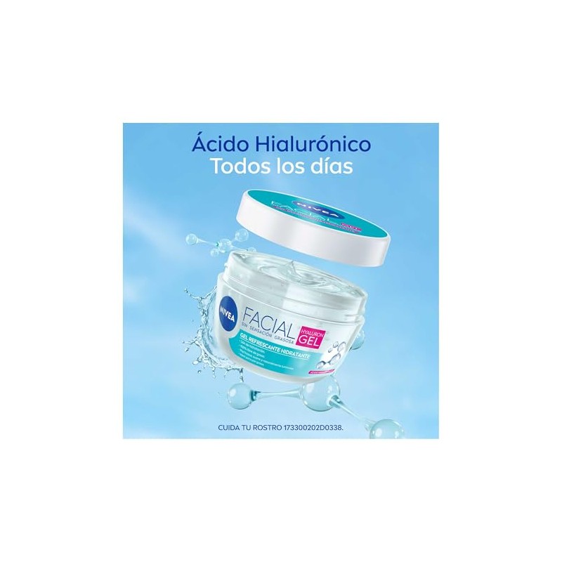 NIVEA Gel Facial Refrescante Hyaluron Gel 375ml, 7 en 1
