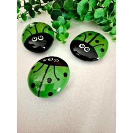 Lady Bug Rock, Get Well Gift, Ladybug Rock, Green Painted Rock, Friendship Gift