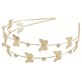 scicent Haarbänder Damen Goldener Strass-Schmetterlings Haarreif Dünner Kristall-Stirnband Koreanisches Haarband Hochzeit Braut-Haar-Accessoires für Frauen und Mädchen - 23614