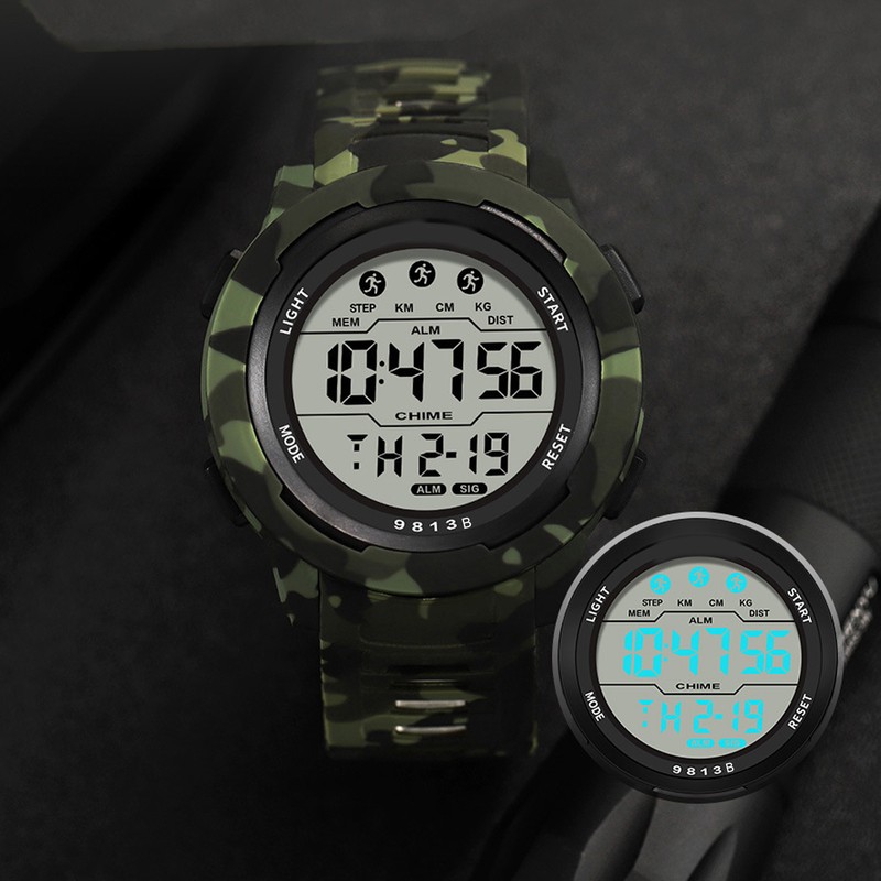 Men Digital Sports Watch 50m Waterproof Watch with LED Backlight