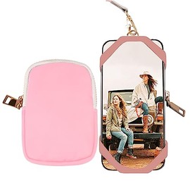 Minimalist Wallet with Phone Holder for Men & Women,Zip Wallet with Lanyard,Card Wallet Holder for Phone,Fits 4''-6.5''Phone(Pink)