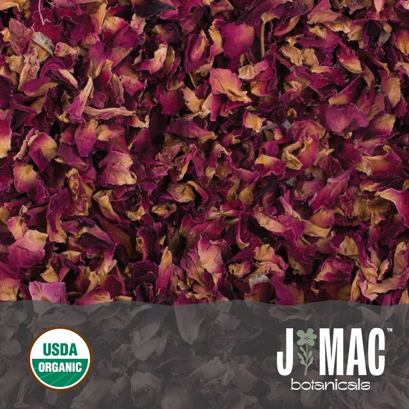 J MAC BOTANICALS Organic Rose Petals, (16 oz) Certified USDA