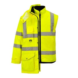 Portwest US427 Hi-Vis Waterproof 7-in-1 Traffic Safety Jacket Yellow, Large