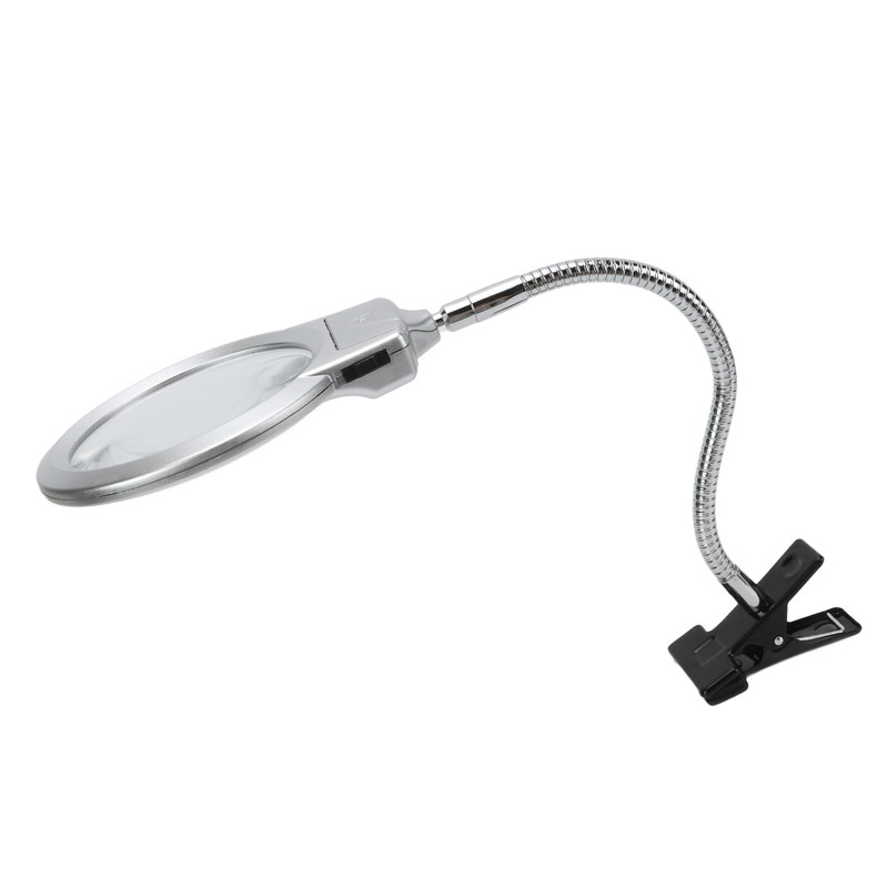 LED Illuminating Magnifier with Clamp Optical Lens Adjustment Hose Magnifying