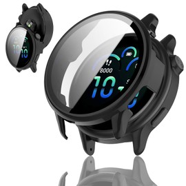 Fineen Garmin Vivoactive 6 Case, PC Material, Full Tempered Glass Protection, Compatible with Garmin Vivoactive 6, Protective Case, Design, Easy Installation, Shock Resistant, High Transmittance