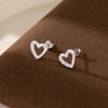 Reffeer Solid 925 Sterling Silver CZ Heart Stud Earrings for