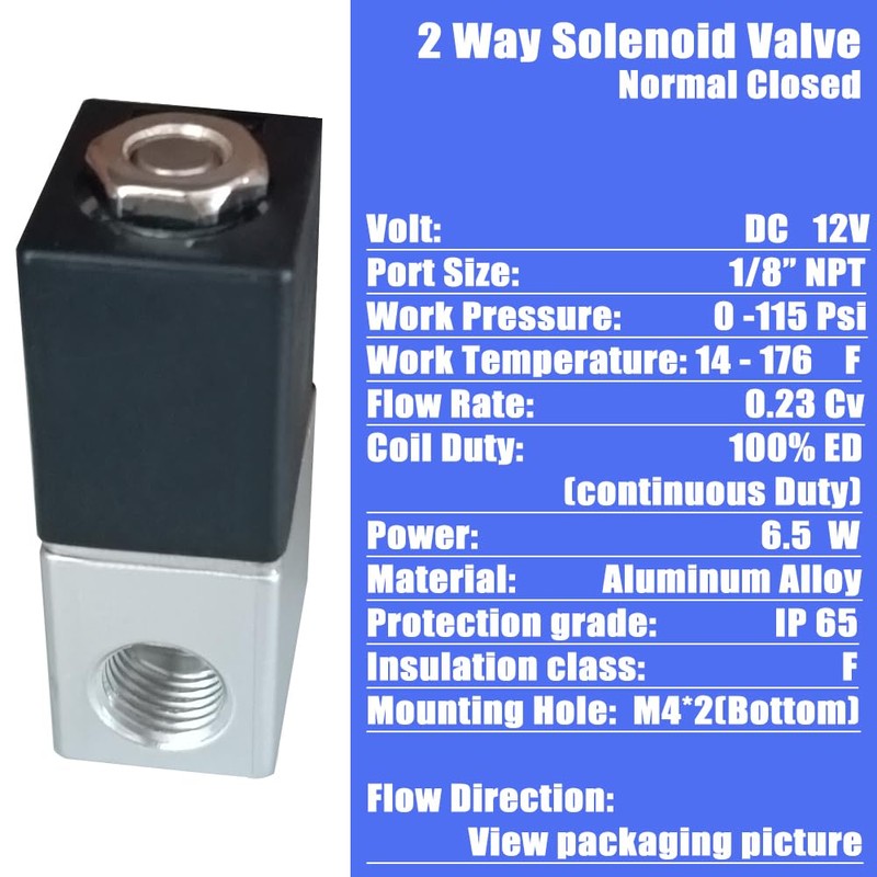 Qolekog DC 12V Solenoid Valve 1/8" NPT 2 Way Normally