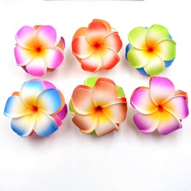 10 Stück mehrfarbige Hawaii-Plumeria-Blumen-Clips, künstliche tropische Blumen-Haarnadeln für Hochzeit, Strandparty, Haarspangen und Haarspangen, hawaiianische Blumen, Haarschmuck, 10 cm, Uni