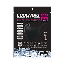 COOLNBIO MASK Contact Cooling Mask, Black, Medium, Set of 1 x 2 Bags, Summer Mask, Ear Painless, Cool, Quick Drying, Antibacterial, Odor Resistant