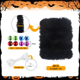 TOAOB 4pcs Thick Pipe Cleaners Kit Black Large Chenille Stems Crafts Long 39 Inch Fuzzy Sticks Craft Supplies with Dragons Eyes for DIY Art Flowers Animals Spider Craft Projects Home Decorations
