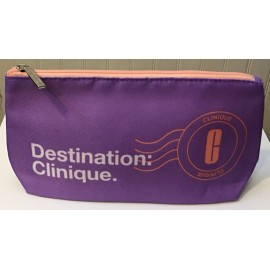 Clinique Destination: Clinique PURPLE with PEACH Zipper Cosmetic Makeup Bag Travel Case