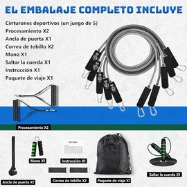 Ligas de Resistencia para Ejercicio11pcs Incluye 5 Bandas Apilables para Ejercicios con Asas, Correas para Tobillo y Accesorio de Anclaje para Puerta,