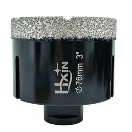 HXIN Brazed Diamond core Drill bit with 5/8"-11 Diamond Hole Saw for Dry or Wet Drill on Hard Porcelain Ceramic Tile Granite Marble Masonry Used on Universal Angle Grinder 76mm (3")