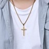 Men Women Stainless Steel Simple Cross Necklace Crucifix Jewelry (Black,