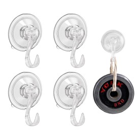 Pack of 4 Suction Cup Hooks Max 5 kg Suction Cups with Hooks, 7 cm Hooks, Suction Hooks, Extra Strong, Vacuum Suction Cup, Transparent Suction Cup Hooks, No Drilling, Suitable for Bathroom, Kitchen