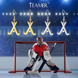 TEAMER Hockey Necklace Adjustable Hockey Ring Ice Hockey Sports Pendant Stainless Steel Unique Inspiration Jewellery for Hockey Lovers Players, Stainless Steel