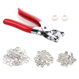 Press Stud with Hand Press Pliers, 100 Pieces Eyelets Press Stud Fasteners Kit with Pliers, Press Stud Metal Snaps with Pliers Set for DIY Crafts Clothing, Custom Clothing