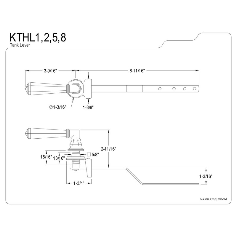 Kingston Brass KTHL2 Metropolitan Tank Lever, 3.5", Brass/Antique Brass