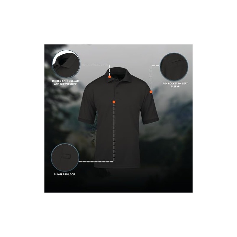 Propper Men's Uniform Cotton Polo, Black, Large