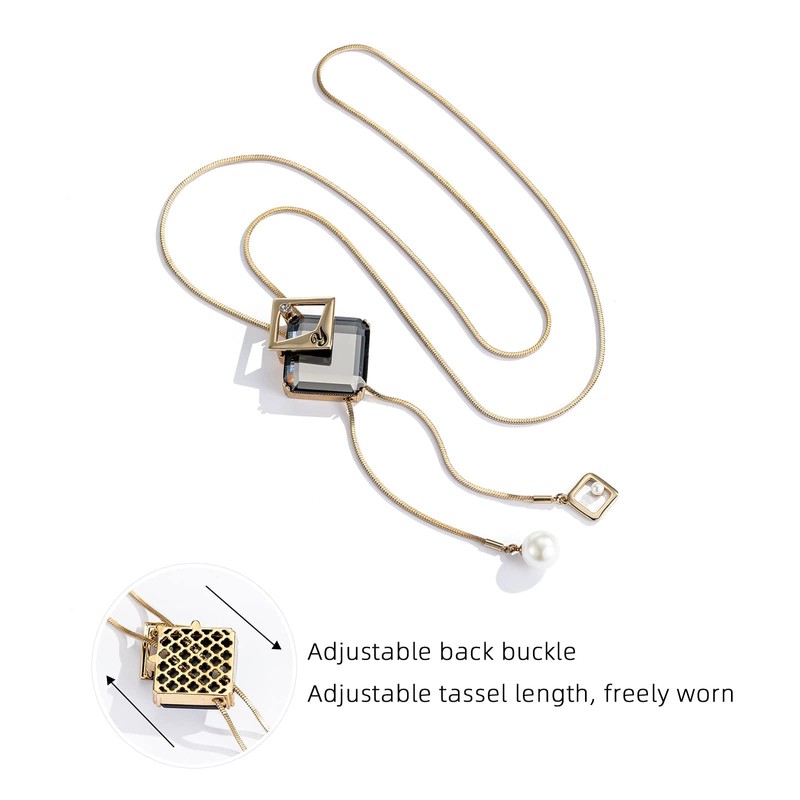 Qlady long necklace for women,long pendant sweater chain,geometric shape with