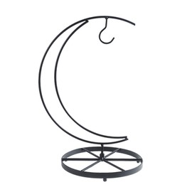 Gorise Moon Shaped Banana Stand with Hook Rust-Resistant Metal Fruit Display Stand for Kitchen Countertops Desktop Organizer Key and Jewelry Hanger (33cm Height, Black)