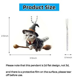 Magische Katze Autospiegel Hängende Zubehör, 2D Flach Acryl Anhänger Auto Rückspiegel Zubehör Niedliche Auto Hängende Ornament Auto Zubehör Dekor Geschenk für Weihnachtsbaum Geschenk