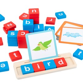 See Spelling Learning Toy Wooden ABC Alphabet Flashcards Matching Shape Letter Games Montessori Preschool STEM Learning Gift Toy for Toddlers Children