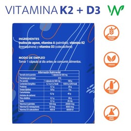 Vitamina D3 K2 y Vitamina A para Mayor Absorción de Calcio, Huesos Fuertes, Salud de Piel con 210 capsulas | Vitamina D3 400 ui Vitamina K2 | Natural 