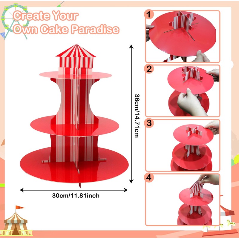 4 PCS 3 Tier Ferris Wheel Cupcake Holder and Carnival