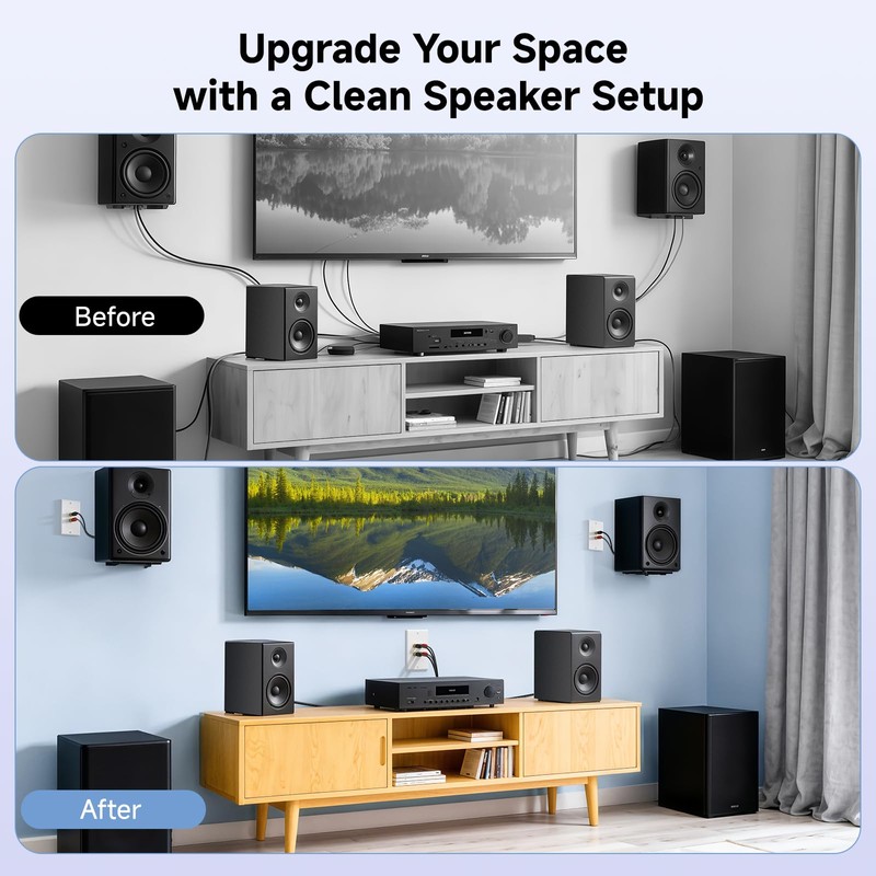 Cable Matters 2-Pack Speaker Wire Wall Plate, Gold Plated Speaker