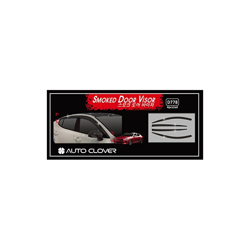AUTO CLOVER Smoke Tinted Window Visor Sun Rain Vent Guard