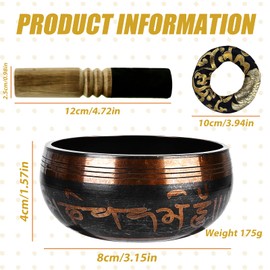 PRITOK Tibetan Singing Bowl Set: Singing Bowl Set with Singing Bowl, Cushion and Leather Clapper, Tibetan Singing Bowls Meditation Set, Meditation Sound Bowl Handcrafted for Yoga and Relaxation