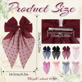 8Pcs Hair Bows for Women,Large French Bow Hair Clips Elegant Chiffon Bow Hair Accessories Delicate Hair Barrettes Set Birthday Gifts for Women