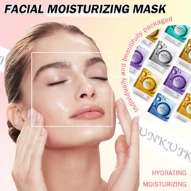 12PCS Hydrating Facial Sheet Mask,Moisturizing Face Masks Gift Set,Long Lasting Face Mask Facial Mask Kit for All Skin Types A