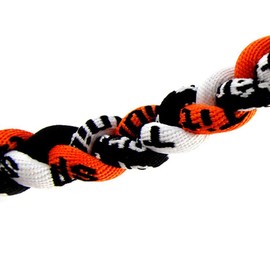MapofBeauty 18" Sport Three Colors Three Braided Rope Tornado Necklace (Orange/Black/White)