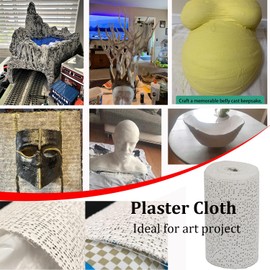 6 Pack 6 inch x 15 feet (Total 90ft Long) White Plaster Cloth Gauze Bandages Rolls for Art Project, Belly Cast, Mask Making, Sculptures, Body Casts, Craft Projects, Scenery Construction (6)