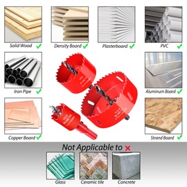 Otutefo Bi-Metal Hole Saw Set, Drill Bit for Wood, Plastic, UPVC, MDF and Plasterboard, Thin Metal Sheets, Durable Can Drill (40 mm, 70 mm, 100 mm / One of Each)