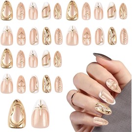 30 Uñas Press on Set de Uñas Postizas Ojo de Gato 3D (Talla única)