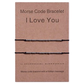 CheersLife Pack of 2 I Love You Morse Code Bracelets for Women Couples Friendship Sister Matching Relationship Pearl Bracelet Jewellery for Girls Boys Men Mother Daughter Valentine's Day Gifts,