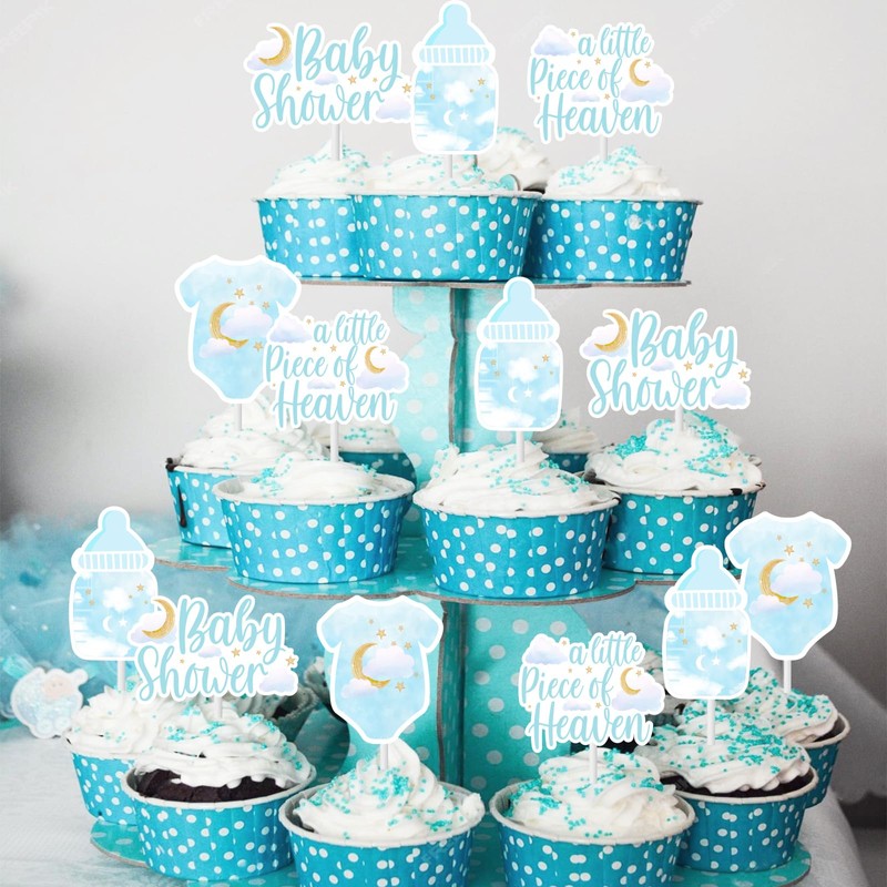 Sursurprise 36PCS A Little piece of Heaven Baby Shower Cupcake