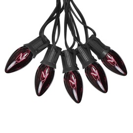 Abeja C9 Black Christmas String Lights, 25Ft Vintage Christmas Lights with 26 Black Light Purple Bulbs(1 Spare), Connectable Patio String Lights for Patio Christmas Roofline Holiday Decor, Black Wire