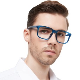 MARE AZZURO Oversized Reading Glasses 1.75 Men Large Square Readers 100 125 150 175 200 225 250 275 300 350 400 500 600 (Blue, 1.75)
