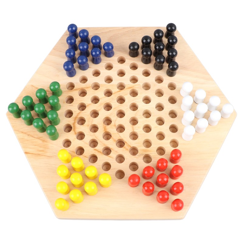 Chinese Checkers Set With Multiple Chess Pieces Wooden Board Interactive