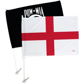 World Cup 2022 England Car Flag POW MIA Bandera Para Carros Auto Decorations Small Banner For Window Decor Clip Pole Accessories FIFA Sports Fans Outdoor Football Soccer British Gifts Made In USA