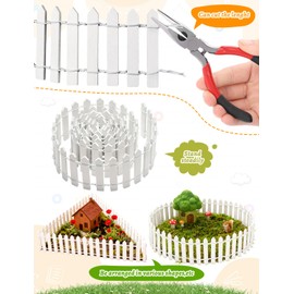 3 PCS 35 Inch Mini Christmas Garden Fence, White Miniature Fairy Garden Fence Mini Wood Picket Ornament Fence for Dollhouse Village Landscape Home Garden Plant, DIY